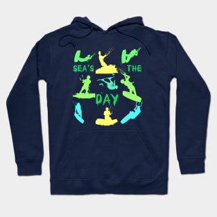 Kitesurfer Silhouette Pattern With Seas The Day Quote Hoodie